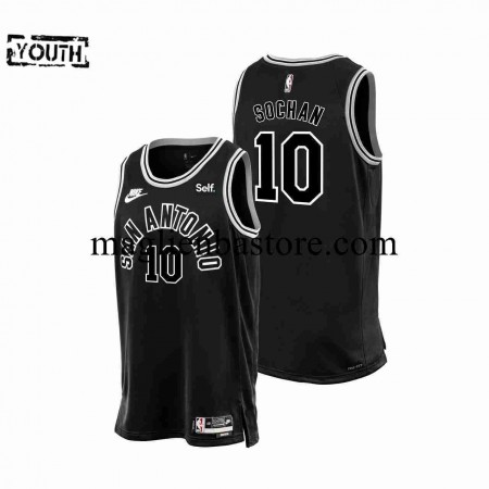 Maglia NBA San Antonio Spurs Jeremy Sochan 10 Nike 2022-2023 Classic Edition Nero Swingman - Bambino